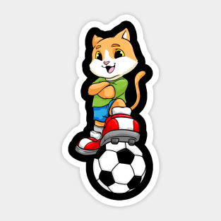 Cat as Soccer player with Soccer ball and Shoes Sticker